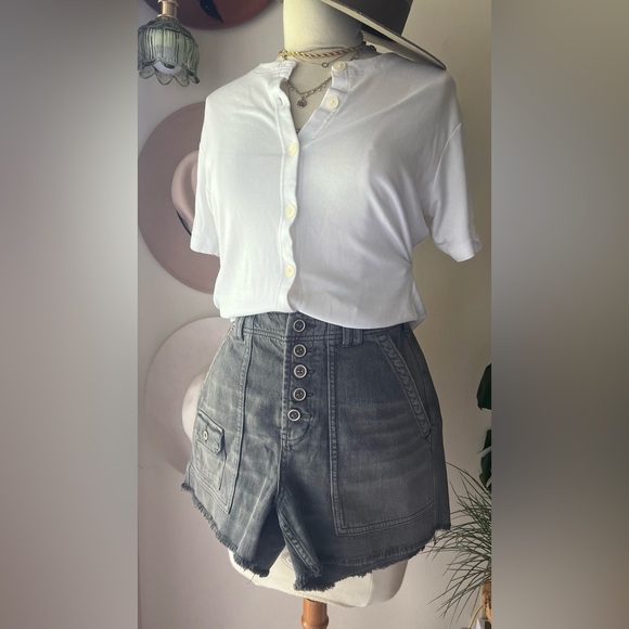 ANTHROPOLOGIE Pilcro denim‎ shorts button fly cutoff Black Womens SIZE 29 - Picture 2 of 9